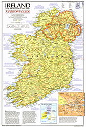 Ireland 1981 Wall Map National Geographic