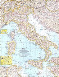 Italy 1961 Wall Map National Geographic