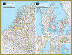 Low Countries and Denmark Wall Map National Geographic