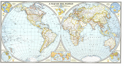 Map of the World 1941 Wall Map National Geographic
