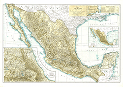 Mexico 1916 Wall Map National Geographic