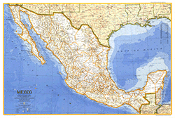 Mexico 1973 Wall Map National Geographic