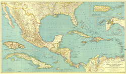 Mexico and Central America 1934 Wall Map