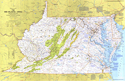 Middle Atlantic US 1976 Wall Map