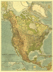 North America 1924 Wall Map National Geographic