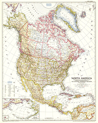 North America 1952 Wall Map National Geographic