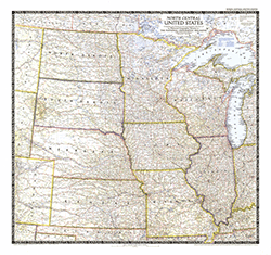 North Central US 1948 Wall Map