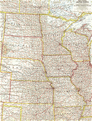 North Central US 1958 Wall Map National Geographic