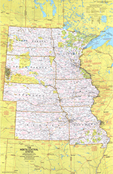 North Central US 1974 Wall Map