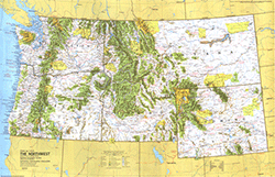 Northwest US 1973 Wall Map National Geographic
