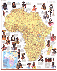 People of Africa 1971 Wall Map National Geographic