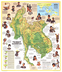 People of Southeast Asia 1971 Wall Map National Geographic