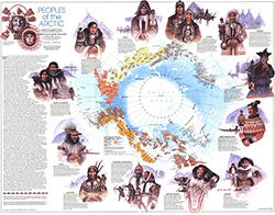 Peoples of the Arctic 1983 Wall Map National Geographic