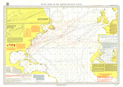 Pilot Charts of the North Atlantic Wall Map National Geographic
