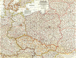 Poland and Czechoslovokia 1958 Wall Map National Geographic