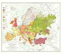 Races of Europe 1918 Wall Map National Geographic