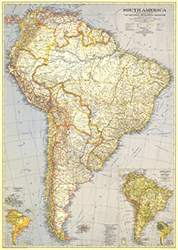 South America 1937 Wall Map