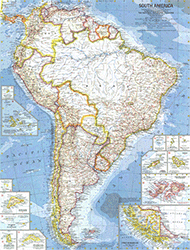 South America 1960 Wall Map National Geographic