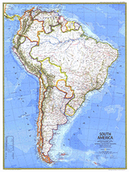 South America 1972 Wall Maps by National Geographic
