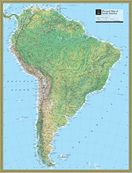 South America Physical Wall Maps by National Geographic