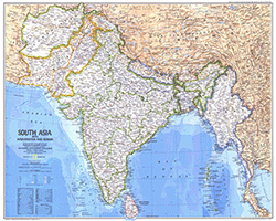 South Asia, Afghanistan and Burma 1984 Wall Map