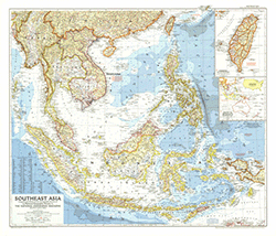 Southeast Asia 1955 Wall Map National Geographic
