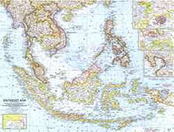 Southeast Asia 1961 Wall Map National Geographic