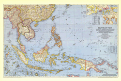 Southeast Asia 1944 Wall Map National Geographic