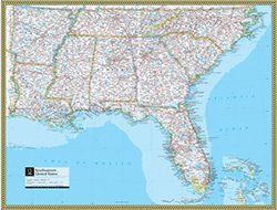 Southeastern US Wall Map National Geographic