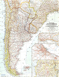 Southern South America 1958 Wall Map