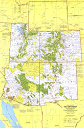 Southwest US 1977 Wall Map National Geographic