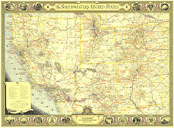 Southwestern US 1940 Wall Map National Geographic