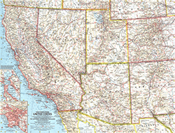 Southwestern US 1959 Wall Maps by National Geographic