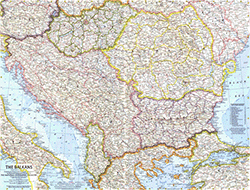 The Balkans 1962 Wall Map National Geographic