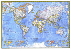 The Political World 1975 Wall Maps by National Geographic