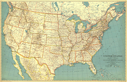 The United States 1933 Wall Map National Geographic