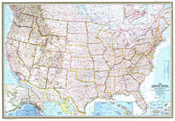 The United States 1968 Wall Map National Geographic
