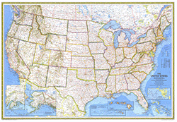 The United States 1976 Wall Map National Geographic