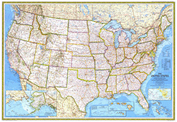 The United States 1982 Wall Map National Geographic