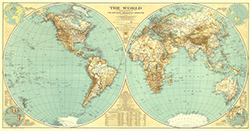 The World 1935 Wall Maps by National Geographic