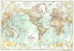 The World 1957 Wall Maps by National Geographic