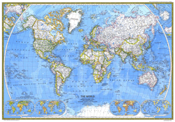 The World 1981 Wall Map National Geographic