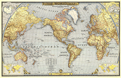 The World 1943 Wall Maps by National Geographic