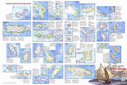 Tourist Islands of the West Indies 1981 Wall Map National Geographic