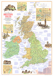 Travelers British Isles 1974 Wall Map