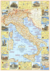 Italy Travelers 1970 Wall Map