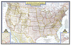 The United States 1946 Wall Maps by National Geographic