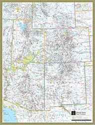 US Four Corners Wall Map National Geographic