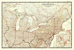 The US Great Lakes 1953 Wall Map