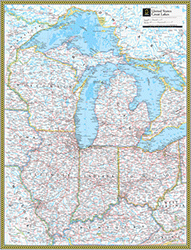 US Great Lakes Wall Map
